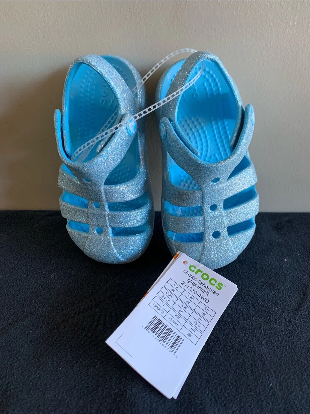 CROCS Kids Glitter Blue Fisherman Sandals